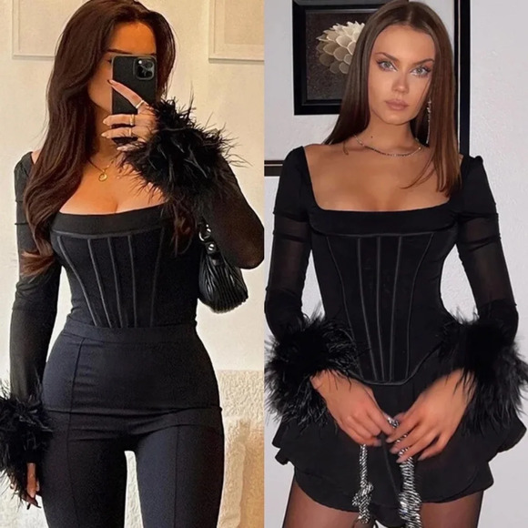 HOUSE‎ OF CB 'Stella' Black Mesh Trimmed Corset NWOT size XS - Picture 4 of 10